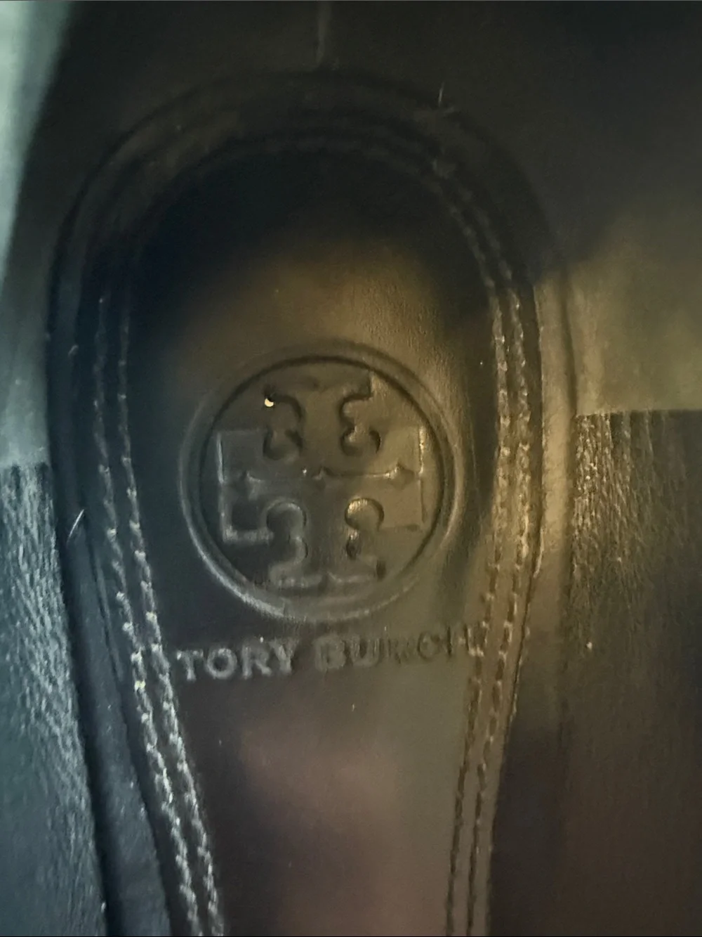 Tory Burch Black Flats with Gold Heel Trim